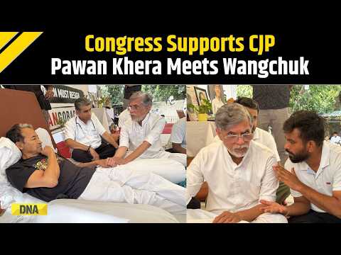 CJP Protest: Congress MP Pawan Khera Visit Jantar Mantar Protest, Meets Sonam Wangchuk | BJP